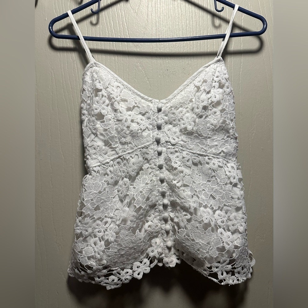 ✨🤍Abercrombie & Fitch White Lace Peplum Cami Top XS - Picture 4 of 16